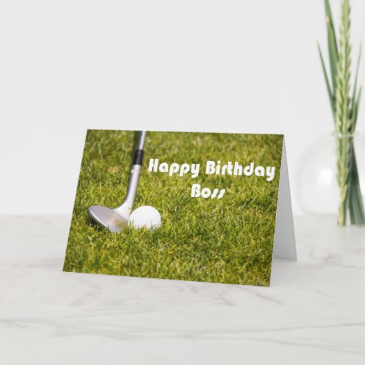 Happy Birthday Boss Sand-wedge en Golf Ball Kaart (Voorkant)
