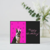 Happy Birthday Boston Terrier Briefkaart (Staand voorkant)
