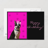 Happy Birthday Boston Terrier Briefkaart (Voorkant / Achterkant)