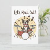 Happy Birthday Boston Terrier Dog Playing Drums Kaart (Staand voorkant)
