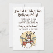 Happy Birthday Boston Terrier Dog Playing Drums Kaart (Achterkant)