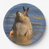 Happy Birthday Bottomes up Duck Papieren Bordje (Voorkant)