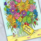 Happy Birthday Bouquet briefkaart van N. Janes