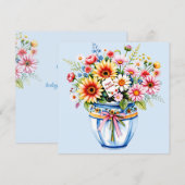 Happy birthday & bouquet of flowers holiday card feestdagenkaart (Voorkant / Achterkant)