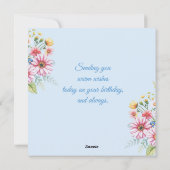 Happy birthday & bouquet of flowers holiday card feestdagenkaart (Achterkant)