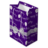 Happy Birthday Bow en Balloons Medium Cadeauzakje (Voorkant Gekanteld)