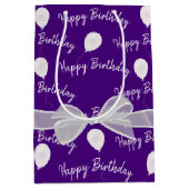 Happy Birthday Bow en Balloons Medium Cadeauzakje (Voorkant)