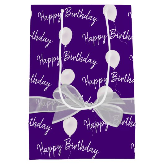 Happy Birthday Bow en Balloons Medium Cadeauzakje (Achterkant)