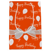 Happy Birthday Bow en Balloons Medium Cadeauzakje (Voorkant)