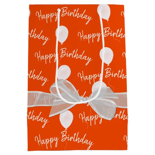Happy Birthday Bow en Balloons Medium Cadeauzakje (Achterkant)