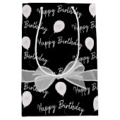 Happy Birthday Bow en Balloons Medium Cadeauzakje (Voorkant)