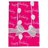 Happy Birthday Bow en Balloons Medium Cadeauzakje (Achterkant)