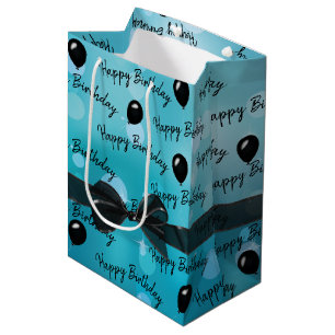 Happy Birthday Bow en Black Balloons Medium Cadeauzakje