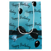 Happy Birthday Bow en Black Balloons Medium Cadeauzakje (Achterkant)