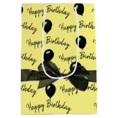 Happy Birthday Bow en Black Balloons Medium Cadeauzakje (Achterkant)