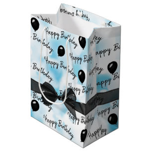 Happy Birthday Bow en Black Balloons Medium Cadeauzakje
