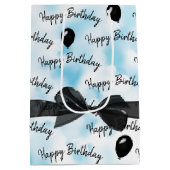 Happy Birthday Bow en Black Balloons Medium Cadeauzakje (Achterkant)