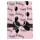 Happy Birthday Bow en Black Balloons Medium Cadeauzakje (Achterkant)