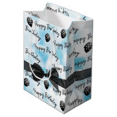 Happy Birthday Bow en Polka Dot Balloons Medium Cadeauzakje (Voorkant Gekanteld)