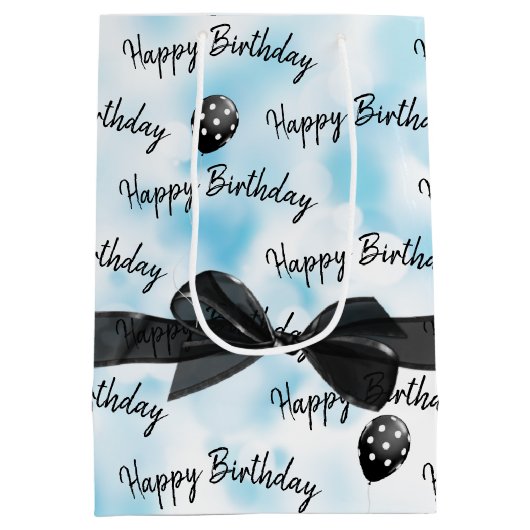 Happy Birthday Bow en Polka Dot Balloons Medium Cadeauzakje (Achterkant)