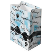 Happy Birthday Bow en Polka Dot Balloons Medium Cadeauzakje (Achterkant Gekanteld)