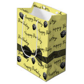 Happy Birthday Bow en Polka Dot Balloons Medium Cadeauzakje (Voorkant Gekanteld)