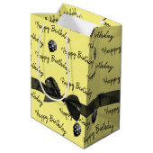 Happy Birthday Bow en Polka Dot Balloons Medium Cadeauzakje (Achterkant Gekanteld)