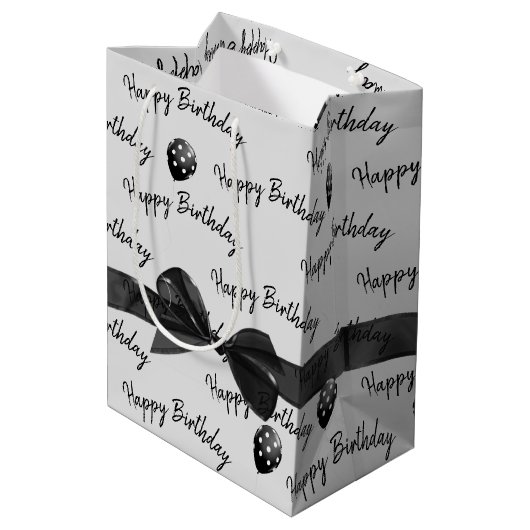 Happy Birthday Bow en Polka Dot Balloons Medium Cadeauzakje (Achterkant Gekanteld)