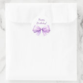 Happy Birthday Bow Lavender elegant Ronde Sticker (Tas)