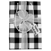 Happy Birthday Bow op pad Medium Cadeauzakje (Voorkant)