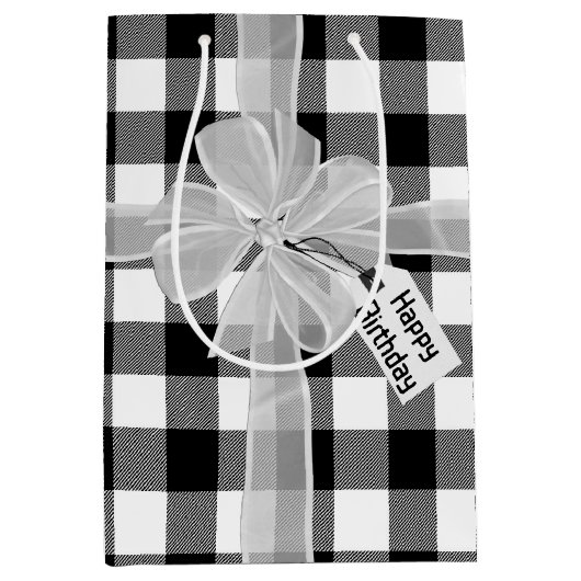 Happy Birthday Bow op pad Medium Cadeauzakje (Voorkant)