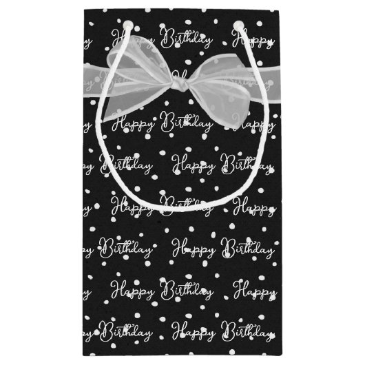Happy Birthday Bow op poka Dots Klein Cadeauzakje (Achterkant)