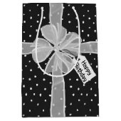 Happy Birthday Bow op poka Dots Medium Cadeauzakje (Voorkant)