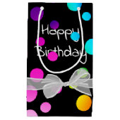 Happy Birthday Bow op Stippen Klein Cadeauzakje (Voorkant)