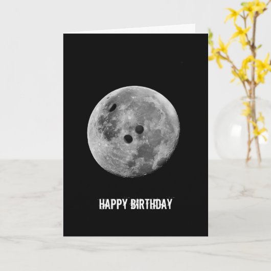 Happy Birthday Bowler Bowling Moon Grappig Kaart (Gele Bloem)