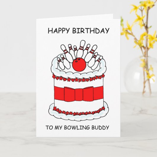 Happy Birthday Bowling Buddy Kaart (Gele Bloem)