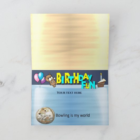 Happy Birthday Bowling Kaart (Binnen)