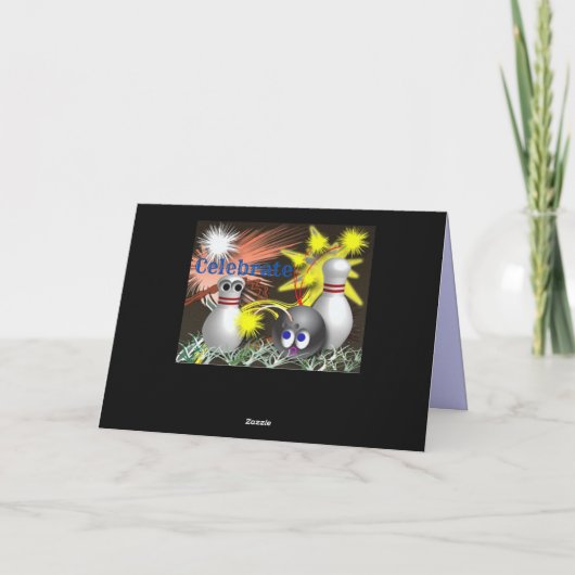 Happy Birthday Bowling Kaart (Achterkant)