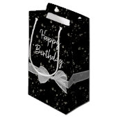 Happy Birthday Bows en Bubbles Klein Cadeauzakje (Voorkant Gekanteld)