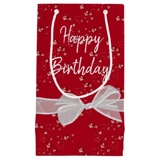 Happy Birthday Bows en Bubbles Klein Cadeauzakje (Voorkant)