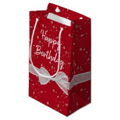 Happy Birthday Bows en Bubbles Klein Cadeauzakje (Voorkant Gekanteld)