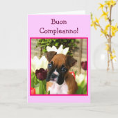 Happy Birthday boxer dog greeting card Kaart (Gele Bloem)