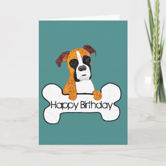 Happy Birthday Boxer Dog Kaart (Voorkant)