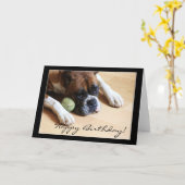 Happy Birthday Boxer Dog Wenskaart Kaart (Gele Bloem)