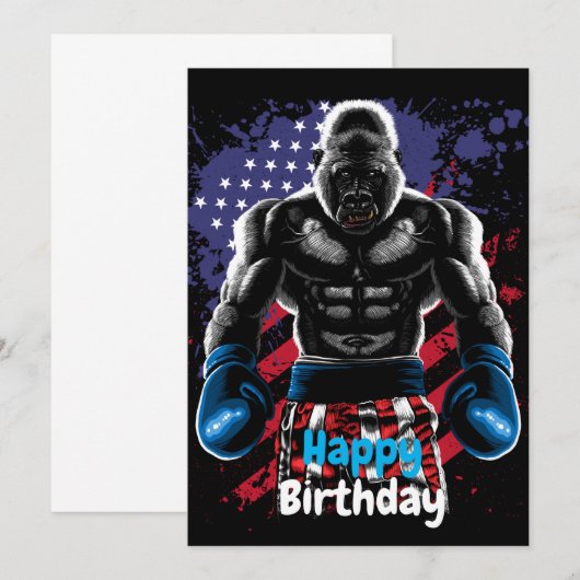 Happy Birthday boxer gorilla Kaart (Voorkant / Achterkant)