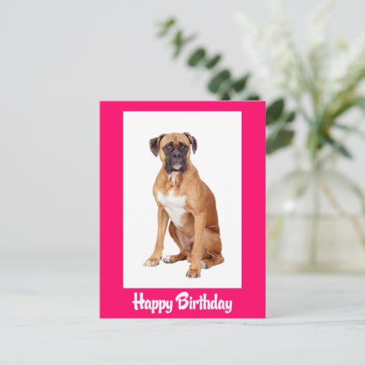 Happy Birthday Boxer Puppy Dog Briefkaart (Staand voorkant)