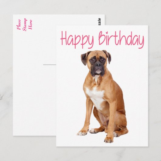 Happy Birthday Boxer Puppy Dog Briefkaart (Voorkant / Achterkant)