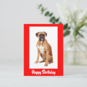 Happy Birthday Boxer Puppy Dog Rood Briefkaart (Staand voorkant)
