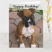 Happy Birthday Boxer puppy wenskaart Kaart (Gele Bloem)