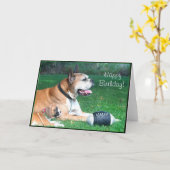 Happy Birthday Boxer vader en puppy wenskaart Kaart (Gele Bloem)